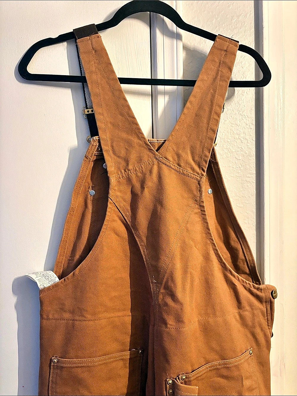 Carhartt Washed Duck Insulated Bib Overall Brown Waist 36 x 32 - Picture 5 of 7